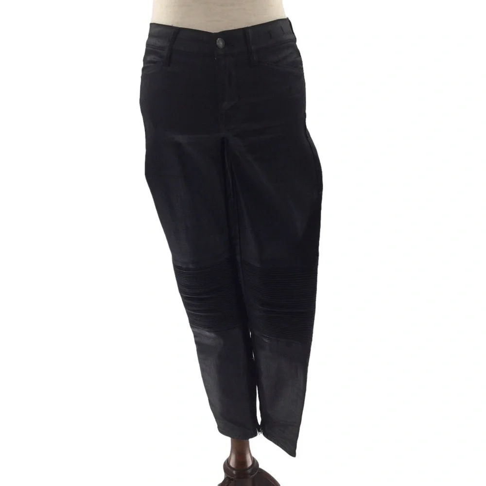 Madewell‎ Skinny Skinny Moto Black Coated Jeans
